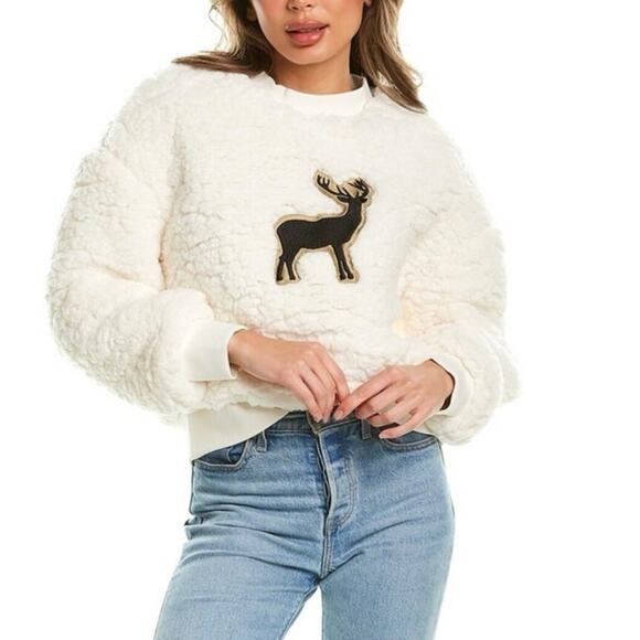 GOLDBERGH Deer Teddy Oversized Sweatshirt Faux Fur Medium - Picture 11 of 11